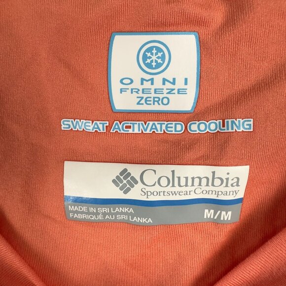 Columbia PFG Shirt Men M Omni-Freeze Zero Orange Sweat-Activated Cooling - Picture 5 of 11